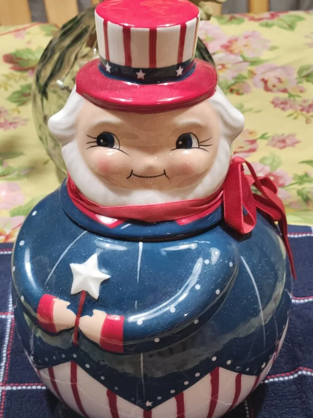 Johanna Parker & Magenta Carnival Cottage Patriotic Uncle Sam Ceramic Cookie Jar